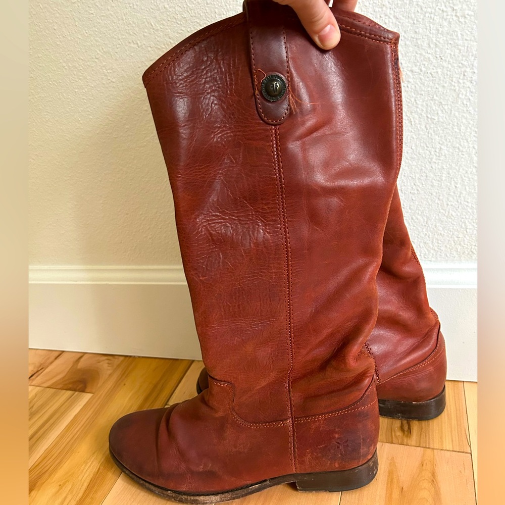 Frye Melissa Button lug tall boots Red - 8